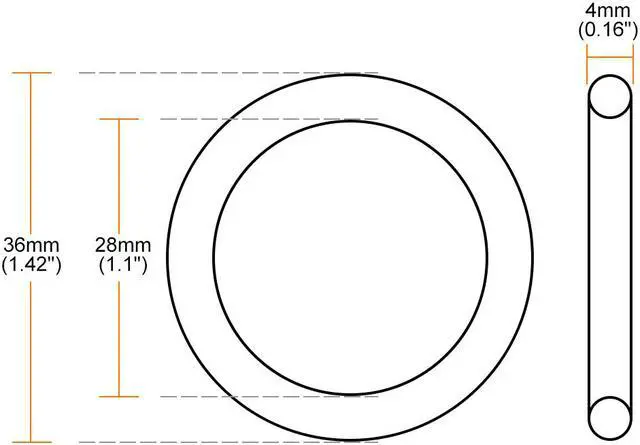 Alt view image 3 of 3 - O-Rings Nitrile Rubber 28mm Inner Diameter 36mm OD 4mm Width Round Seal Gasket