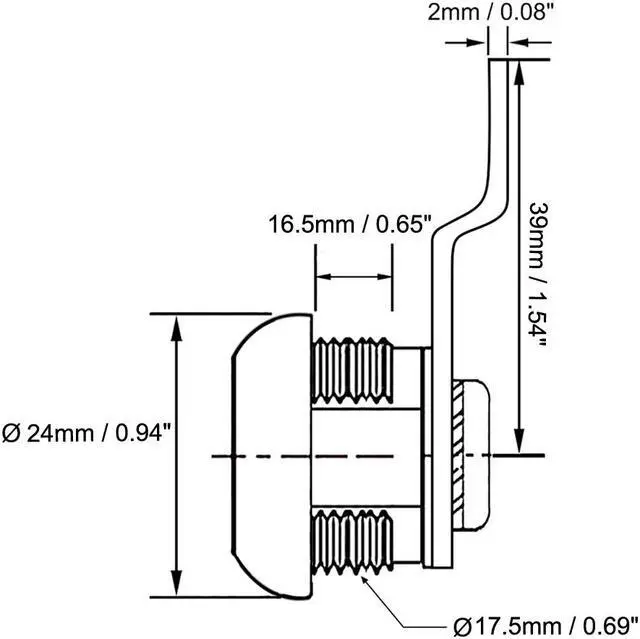 Alt view image 6 of 6 - Cam Lock 20mm Cylinder Length 48mm X 2mm Cam Cabinet Locks Keyed Different