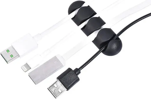 Alt view image 5 of 5 - 6Pcs Cable Organizer Black Electronics Computer Mouse Charging USB Cable Holder Self Adhesive Cord Holders