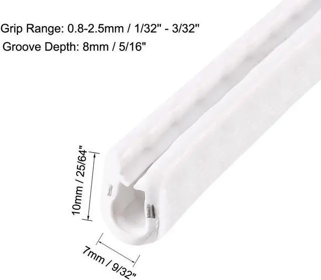 Alt view image 2 of 3 - Edge Trim U Seal White PVC Plastic U Channel Edge Protector Fits 1/32'' - 3/32'' Edge 10 Feet Length