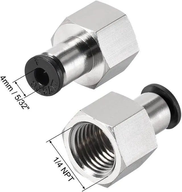 Alt view image 2 of 3 - Push To Connect Tube Fitting Adapter 4mm Tube OD X 1/4 NPT Female Straight Pneumatic Connecter Connect Pipe Fitting