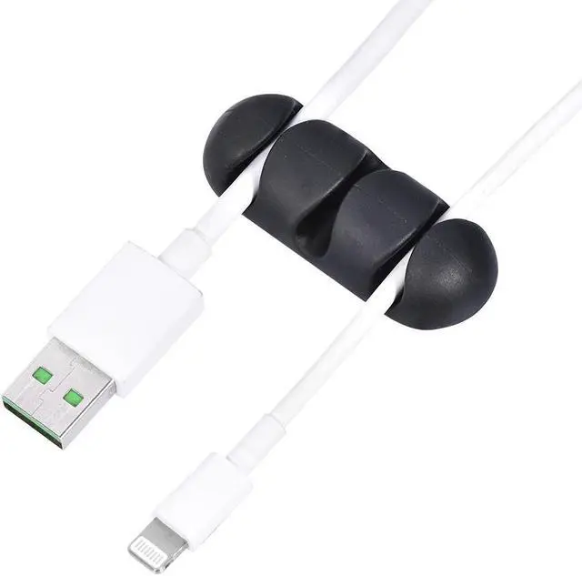 Alt view image 5 of 5 - 6Pcs Cable Clips Black Organizer Wire Tie Clamp Holder Self Adhesive Cord Holders Desk Cable Organize