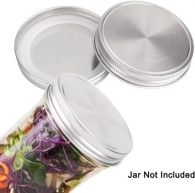 Alt view image 4 of 7 - 8pcs Stainless Steel Wide Mouth Mason Jar Lids with Sealing Rings Food Storage Caps for Mason Canning Ball Jars