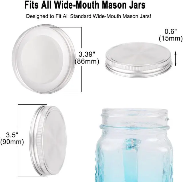 Alt view image 6 of 7 - 8pcs Stainless Steel Wide Mouth Mason Jar Lids with Sealing Rings Food Storage Caps for Mason Canning Ball Jars