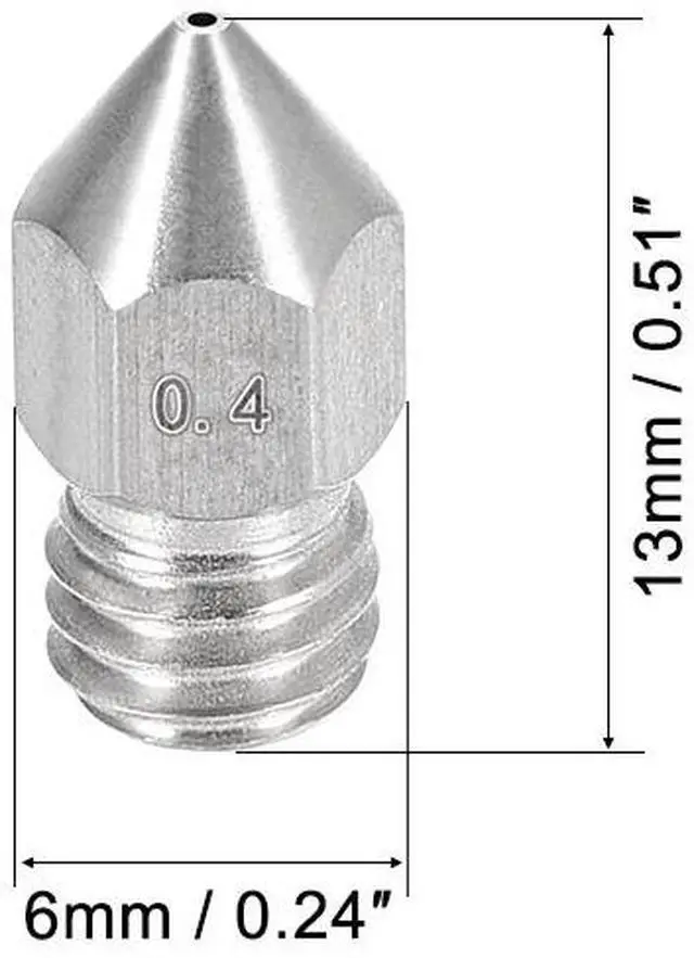 Alt view image 2 of 5 - 0.4mm 3D Printer Nozzle, Fit MK8 Extruder Head, for 1.75mm Filament Stainless Steel 2pcs