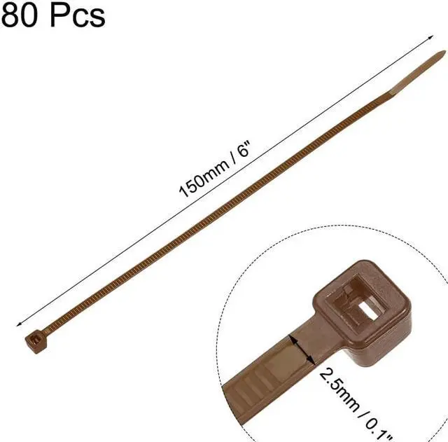 Alt view image 2 of 3 - Cable Zip Ties 150mmx2.5mm Self-Locking Nylon Tie Wraps Brown 80pcs