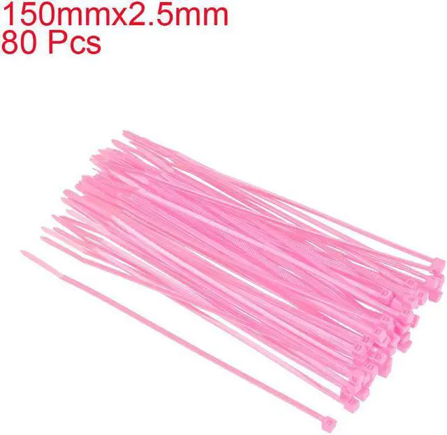 Alt view image 3 of 3 - Cable Zip Ties 150mmx2.5mm Self-Locking Nylon Tie Wraps Pink 80pcs