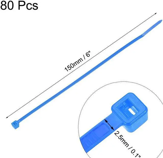 Alt view image 2 of 3 - Cable Zip Ties 150mmx2.5mm Self-Locking Nylon Tie Wraps Blue 80pcs