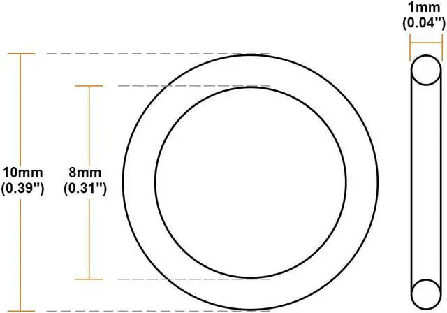 Alt view image 3 of 3 - Fluorine Rubber O Rings, 10mm OD, 8mm Inner Diameter, 1mm Width, Seal Gasket Brown 25Pcs