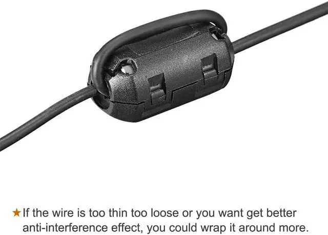 Alt view image 4 of 5 - 9mm Ferrite Cores Ring Clip-On RFI EMI Noise Suppression Filter Cable Clip, Black 5pcs