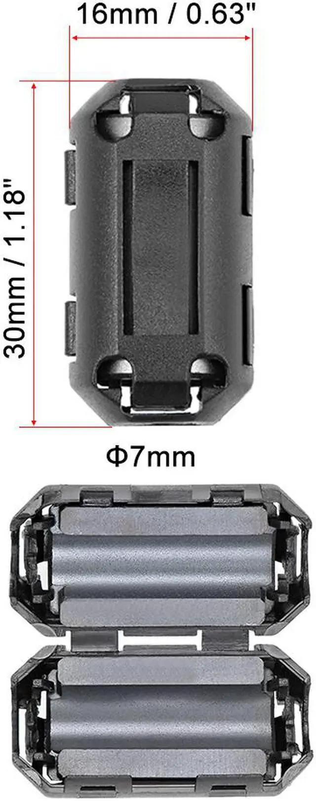 Alt view image 2 of 5 - 7mm Ferrite Cores Ring Clip-On RFI EMI Noise Suppression Filter Cable Clip, Black 5pcs
