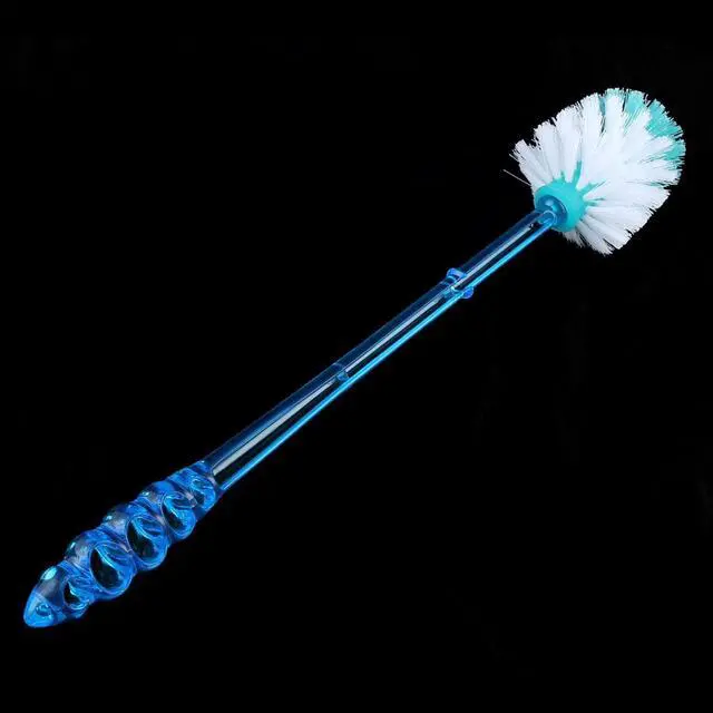 Alt view image 3 of 4 - Washroom Plastic Grip Round Shape Bristle Head Toilet Cleaning Brush Blue