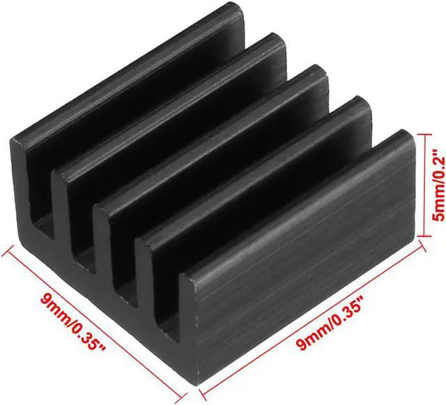 Alt view image 2 of 5 - Aluminum Heatsink Cooler Circuit Board Cooling Fin Black 9mmx9mmx5mm 10Pcs for Led Semiconductor Integrated Circuit Device