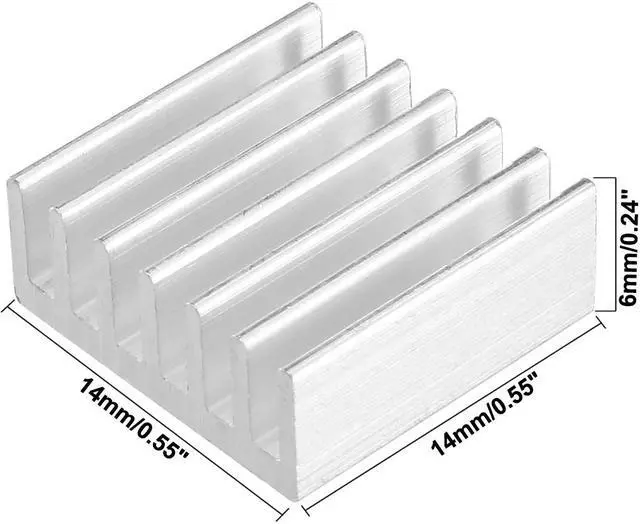 Alt view image 2 of 5 - Aluminum Heatsink Cooler Circuit Board Cooling Fin Silver Tone 14mmx14mmx6mm 20Pcs for Led Semiconductor Integrated Circuit Device