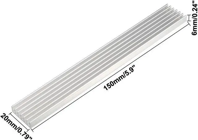 Alt view image 2 of 4 - Aluminum Heatsink Cooler Circuit Board Cooling Fin Silver Tone 150mmx20mmx6mm 2Pcs for Led Semiconductor Integrated Circuit Device
