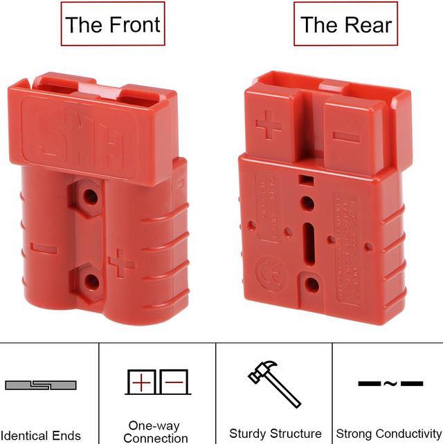 Alt view image 4 of 5 - 6 Gauge Battery Quick Connect Disconnect Kit 50A Wire Connector for Winch Auto Car Trailer Driver, Red 2pcs