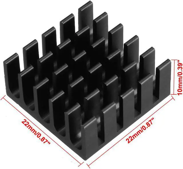 Alt view image 2 of 5 - Aluminum Heatsink Cooler Circuit Board Cooling Fin Black 22mmx22mmx10mm 5Pcs for Led Semiconductor Integrated Circuit Device
