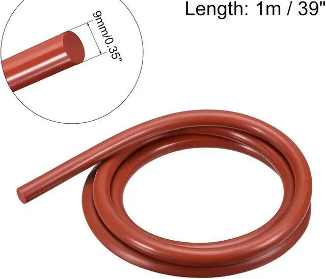 Alt view image 2 of 2 - Silicone Bending Insert, Sealing Circle Seal Rod Round Bar - 39" Long 9MM Dia High Temperature Resistant Silicone Sealing Strip (Red)