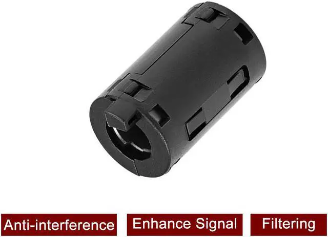 Alt view image 5 of 5 - 11mm Ferrite Cores Ring Clip-On RFI EMI Noise Suppression Filter Cable Clip, Black 5pcs