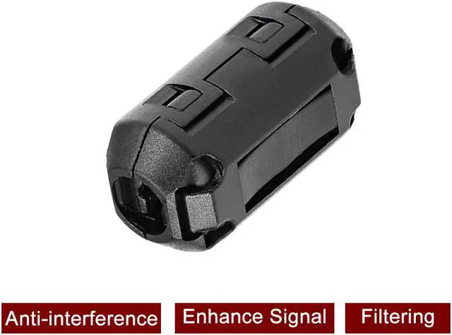Alt view image 5 of 5 - 7mm Ferrite Cores Ring Clip-On RFI EMI Noise Suppression Filter Cable Clip, Black 5pcs
