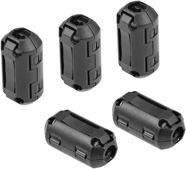 Main image of 7mm Ferrite Cores Ring Clip-On RFI EMI Noise Suppression Filter Cable Clip, Black 5pcs