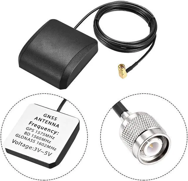 Alt view image 3 of 3 - GPS Active Antenna Compatible with Beidou GNSS SMA Male Plug 90-Degree 42dB Aerial Connector Cable with Magnetic Mount 3 Meters Wire