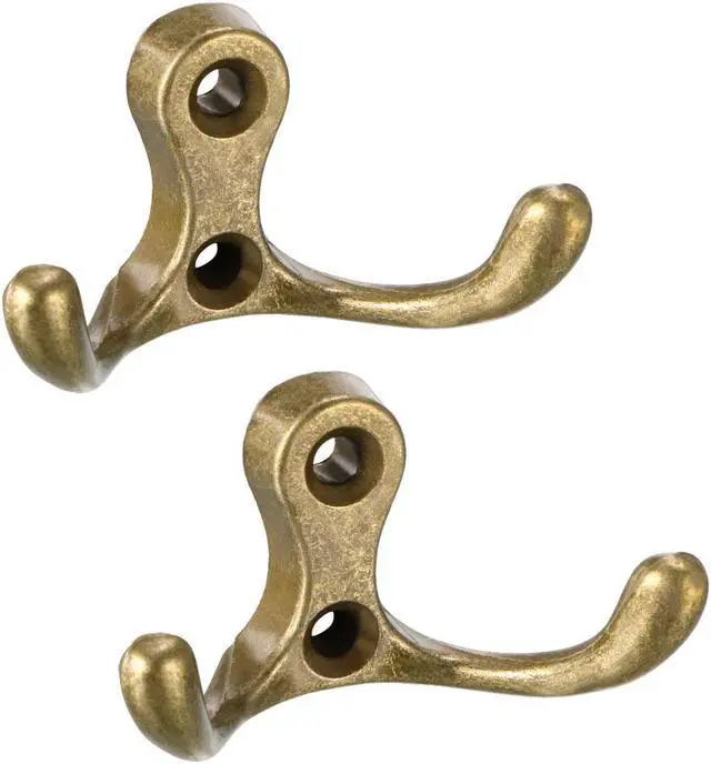 Main image of Dual Prong Coat Hooks Wall Mounted Retro Double Hooks Utility Antique Bronze Hook for Coat Scarf Bag Towel Key Cap Cup Hat 30mm x 55mm x 29mm 2pcs