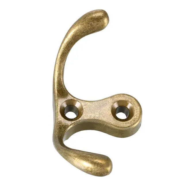 Alt view image 3 of 5 - Dual Prong Coat Hooks Wall Mounted Retro Double Hooks Utility Antique Bronze Hook for Coat Scarf Bag Towel Key Cap Cup Hat 30mm x 55mm x 29mm 2pcs