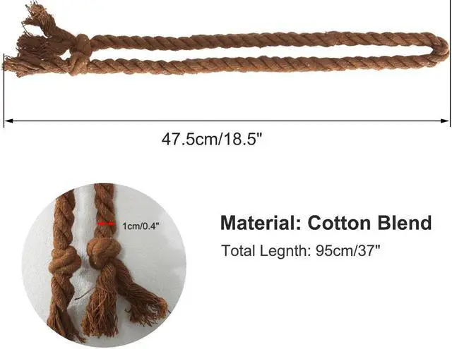 Alt view image 2 of 7 - 4 Pack Curtain Tiebacks 37 Inch Curtain Holdback Window Tie Backs Delicate Decorative Rope Curtain Holdback Holder, Brown