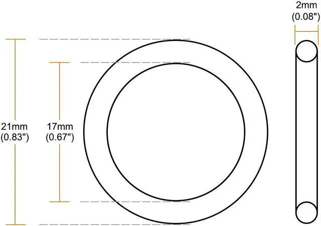 Alt view image 3 of 3 - Fluorine Rubber O Rings, 21mm OD, 17mm Inner Diameter, 2mm Width, Seal Gasket Green 10Pcs