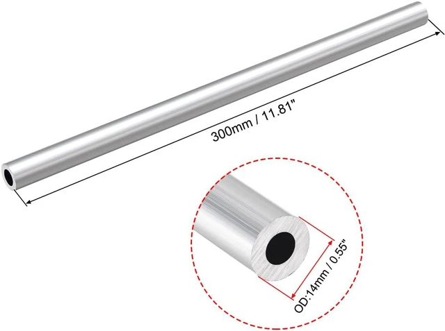 Alt view image 2 of 3 - 6063 Aluminum Round Tube 300mm Length 14mm OD 8mm Inner Dia Seamless Aluminum Straight Tubing