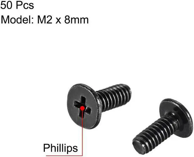 Alt view image 2 of 3 - M2 x 8mm Laptop Notebook Computer Screws Phillips Head Screw Fastener Black 3.8mm Dia Screw Head for IBM HP Dell Lenovo Sony Gateway Acer Samsung 50pcs