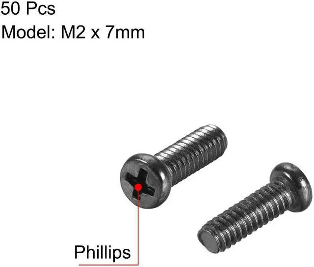 Alt view image 2 of 3 - M2 x 7mm Laptop Notebook Computer Screws Phillips Head Screw Fastener Black 2.8mm Dia Screw Head for IBM HP Dell Lenovo Sony Gateway Acer 50pcs