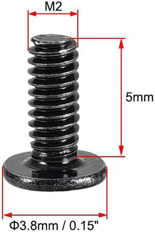 Alt view image 3 of 3 - M2 x 5mm Laptop Notebook Computer Screws Phillips Head Screw Fastener Black 3.8mm Dia Screw Head for IBM HP Dell Lenovo Sony Gateway Acer Samsung 100pcs