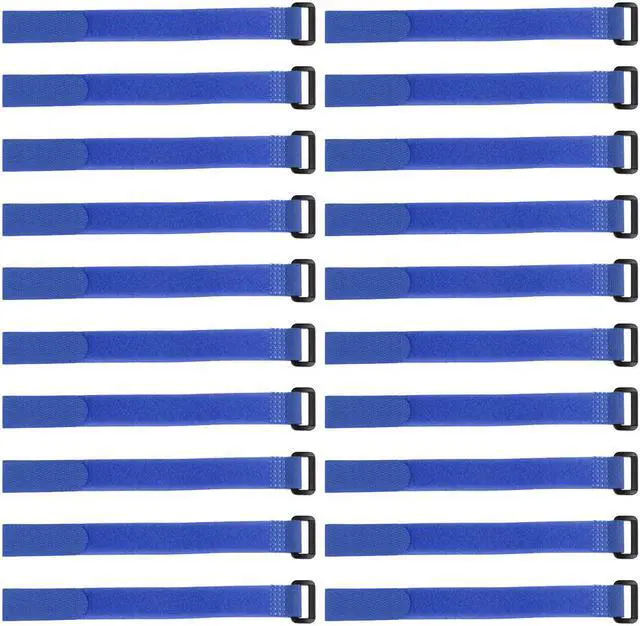 Main image of 20pcs Hook and Loop Straps, 3/4-inch x 18-inch Securing Straps Reusable Fastening Cable Tie (Blue)