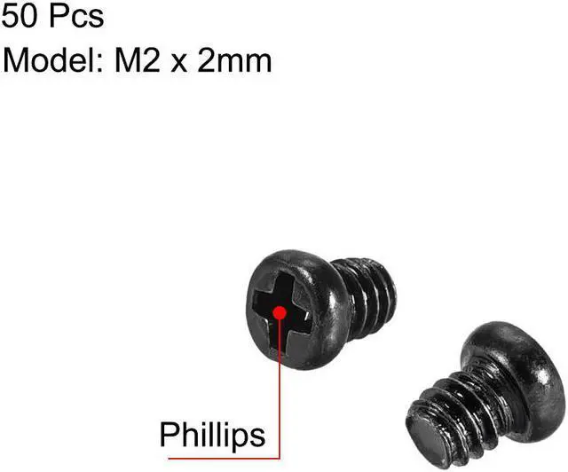 Alt view image 2 of 3 - M2 x 2mm Laptop Notebook Computer Screws Phillips Head Screw Fastener Black 2.8mm Dia Screw Head for IBM HP Dell Lenovo Sony Gateway Acer 50pcs