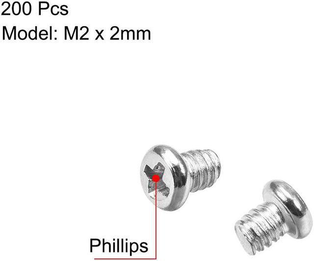 Alt view image 2 of 3 - M2 x 2mm Laptop Notebook Computer Screws Phillips Head Screw Silver Tone 2.8mm Dia Screw Head for IBM HP Dell Lenovo Gateway Acer Samsung 200pcs