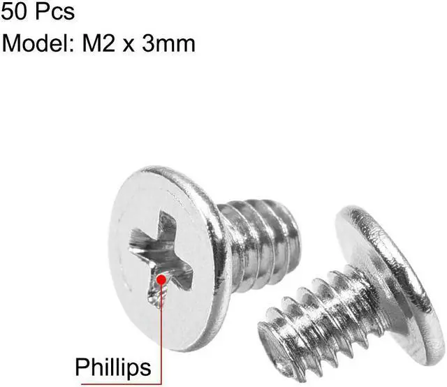 Alt view image 2 of 3 - M2 x 3mm Laptop Notebook Computer Screws Phillips Head Screw Silver Tone 3.8mm Dia Screw Head for IBM HP Dell Lenovo Gateway Acer Samsung 50pcs