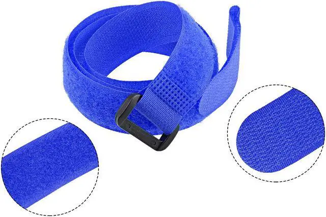 Alt view image 3 of 4 - 2pcs Hook and Loop Straps, 3/4-inch x 28-inch Securing Straps Reusable Fastening Cable Tie (Blue)