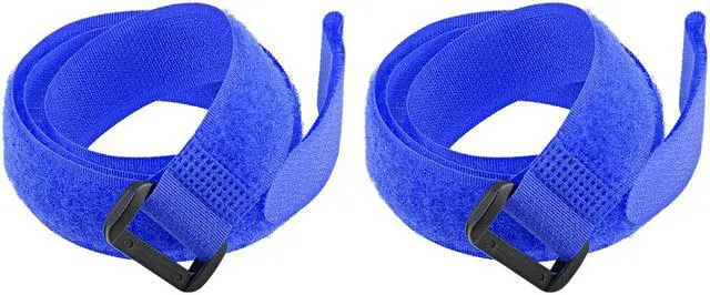 Main image of 2pcs Hook and Loop Straps, 3/4-inch x 28-inch Securing Straps Reusable Fastening Cable Tie (Blue)