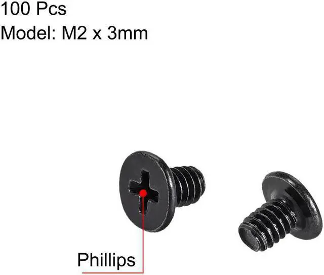 Alt view image 2 of 3 - M2 x 3mm Laptop Notebook Computer Screws Phillips Head Screw Fastener Black 3.8mm Dia Screw Head for IBM HP Dell Lenovo Sony Gateway Acer Samsung 100pcs