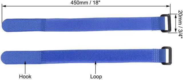 Alt view image 2 of 4 - 20pcs Hook and Loop Straps, 3/4-inch x 18-inch Securing Straps Reusable Fastening Cable Tie (Blue)