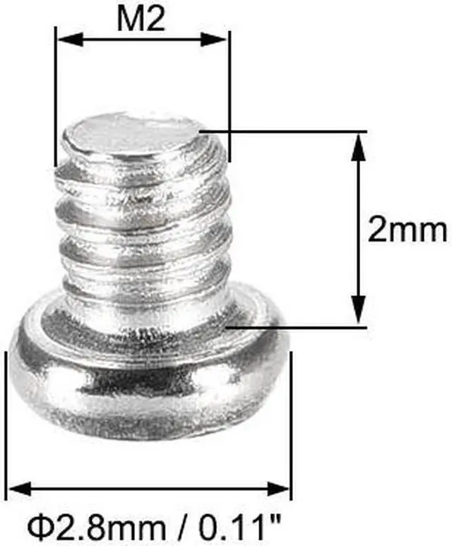 Alt view image 3 of 3 - M2 x 2mm Laptop Notebook Computer Screws Phillips Head Screw Silver Tone 2.8mm Dia Screw Head for IBM HP Dell Lenovo Gateway Acer Samsung 50pcs