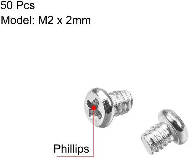 Alt view image 2 of 3 - M2 x 2mm Laptop Notebook Computer Screws Phillips Head Screw Silver Tone 2.8mm Dia Screw Head for IBM HP Dell Lenovo Gateway Acer Samsung 50pcs