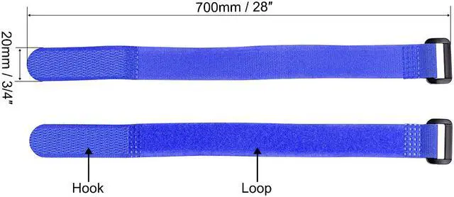 Alt view image 2 of 4 - 2pcs Hook and Loop Straps, 3/4-inch x 28-inch Securing Straps Reusable Fastening Cable Tie (Blue)