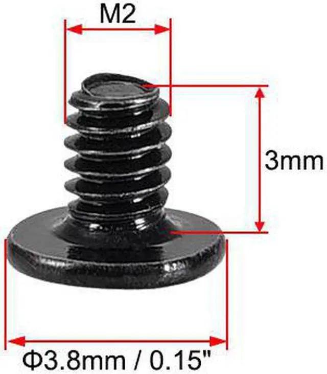 Alt view image 3 of 3 - M2 x 3mm Laptop Notebook Computer Screws Phillips Head Screw Fastener Black 3.8mm Dia Screw Head for IBM HP Dell Lenovo Sony Gateway Acer Samsung 100pcs