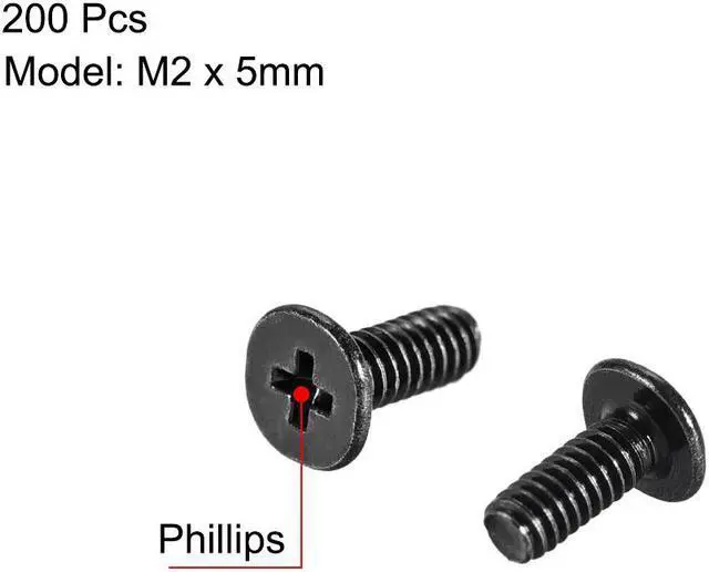 Alt view image 2 of 3 - M2 x 5mm Laptop Notebook Computer Screws Phillips Head Screw Fastener Black 3.8mm Dia Screw Head for IBM HP Dell Lenovo Sony Gateway Acer Samsung 200pcs