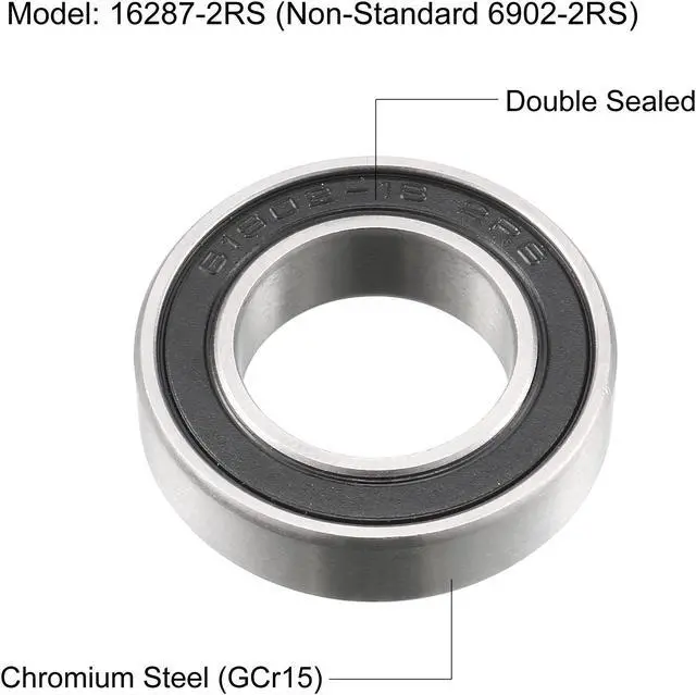 Alt view image 2 of 4 - 16287-2RS Deep Groove Ball Bearings Z2 16mm x 28mm x 7mm Double Sealed Chrome Steel