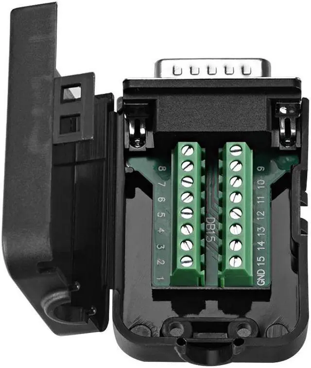 Alt view image 3 of 3 - D-sub DB15 Breakout Board Connector with Case 15 Pin 2 Row Male Port Solderless Terminal Block Adapter with Thumb Screws