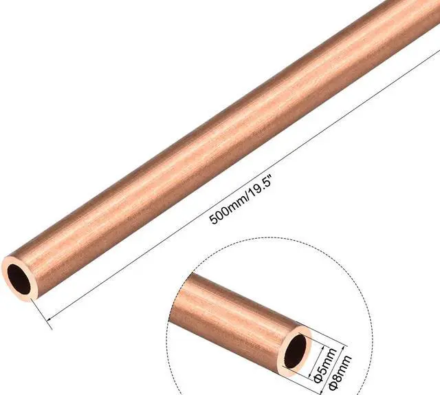 Alt view image 2 of 3 - Copper Round Tube Pipe 8mm Outside Diameter X 5mm Inside Diameter 500mm Long